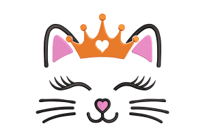 Cat Face Crown Embroidery Design Free Download