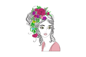 Free Floral Lady Embroidery Design
