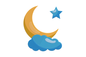 Free Crescent Moon and Star Embroidery Design