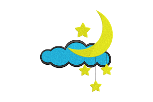 Free Crescent Moon and Cloud Embroidery Design