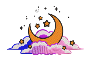 Moon and Stars Machine Embroidery Design