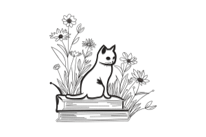 Cat and Floral Embroidery Design