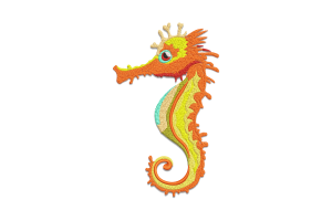 Vibrant Seahorse Embroidery Design