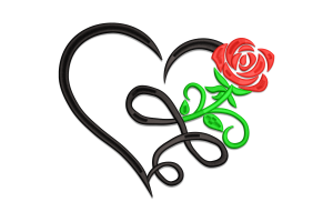 Elegant Rose Heart Embroidery Design