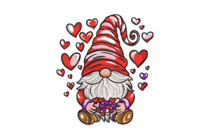 Heartful Gnome Embroidery Design