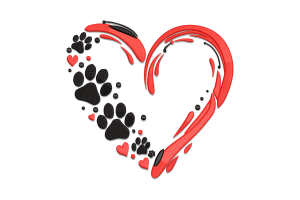 Paw Print Heart Embroidery Design