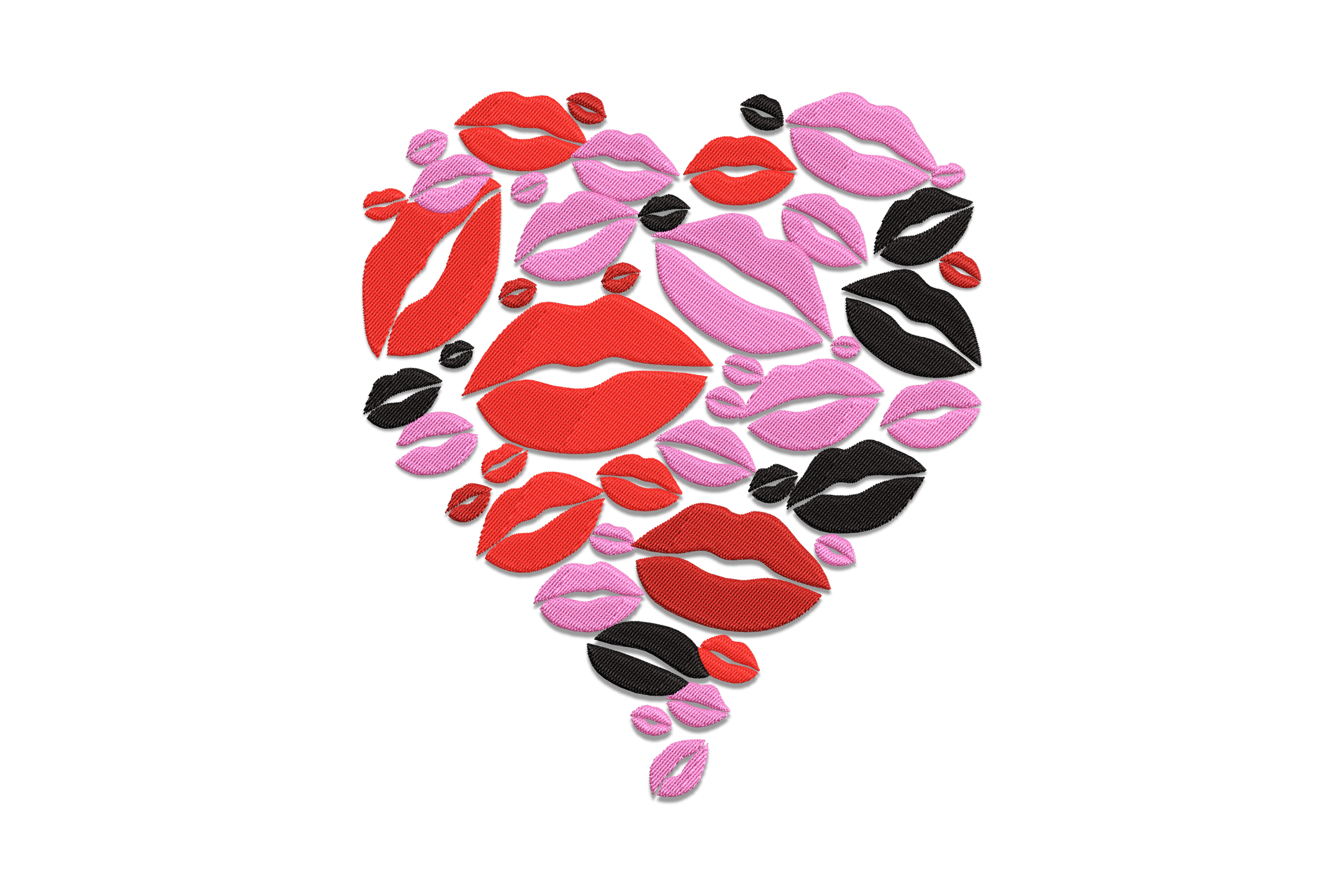 Heart and Kiss Embroidery Design