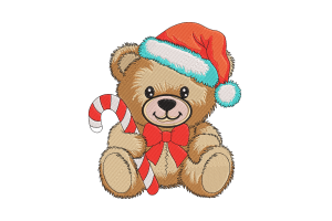Adorable Teddy Bear Christmas Machine Embroidery Design
