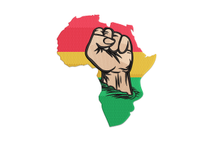 African Map with Raised Fist Embroidery Design