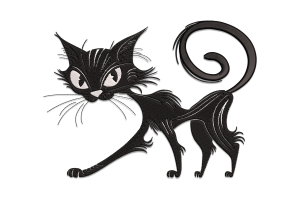 Black Cat Machine Embroidery Design