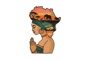 African Silhouette Embroidery Design