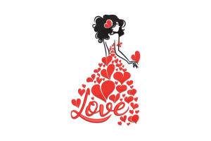 Free Elegant Lady in Heart Dress Embroidery Design