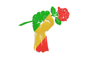 Raised Fist with Rose Embroidery Design