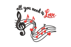 Love Musical Notes Embroidery Design