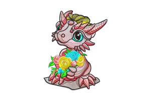 Floral Baby Dragon Embroidery Design Free Download