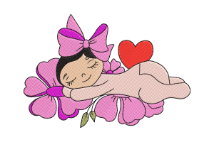Free Sleeping Baby Girl Embroidery Design