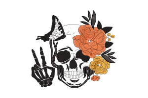 Free Skull and Floral Machine Embroidery Design