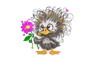 Free Duckling with Flower Embroidery Design
