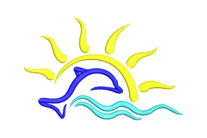 Free Dolphin and Sun Embroidery Design