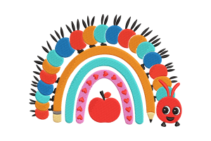 Rainbow Caterpillar Embroidery Design