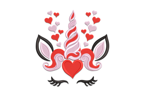 Valentine Unicorn Embroidery Design