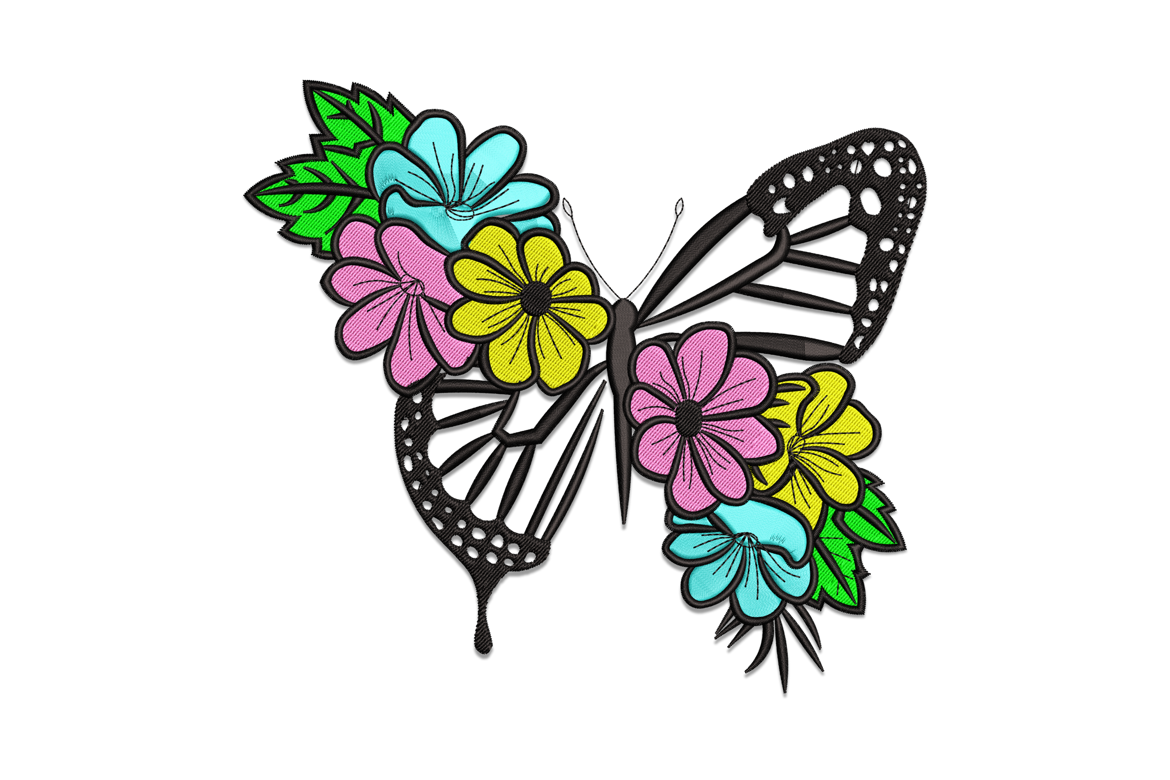 Floral Butterfly Machine Embroidery Design