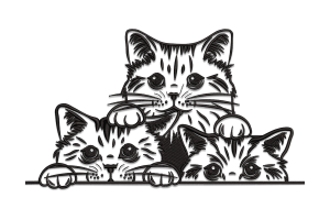 Three Playful Kittens Embroidery Design