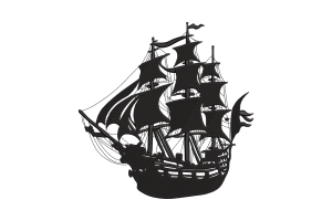 Black Pirate Ship Embroidery Design