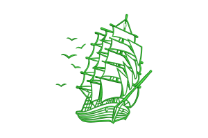 Free Green Sailing Ship Embroidery Design Download