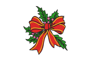 Holly Bow Embroidery Design