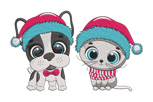 Free Christmas Dog and Cat Embroidery Design