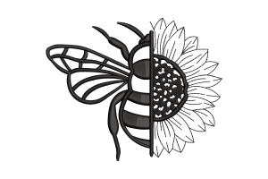 Free Half Bee Half Sunflower Embroidery Design