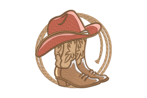 Cowboy Hat and Boots Embroidery Design