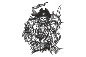 Nautical Pirate Ship Embroidery Design
