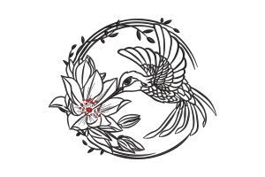 Hummingbird and Floral Mandala Embroidery Design