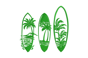 Free Surfboard Palm Tree Embroidery Design