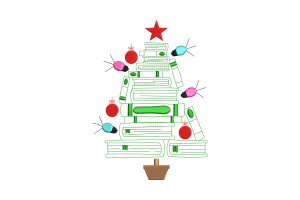 Book Christmas Tree Embroidery Design