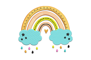 Adorable Rainbow and Cloud Embroidery Design
