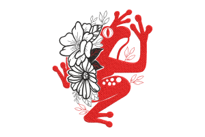Floral Frog Embroidery Design Free Download
