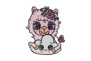 Llama and Cloud Embroidery Design