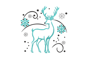 Free Winter Deer and Snowflakes Embroidery Design