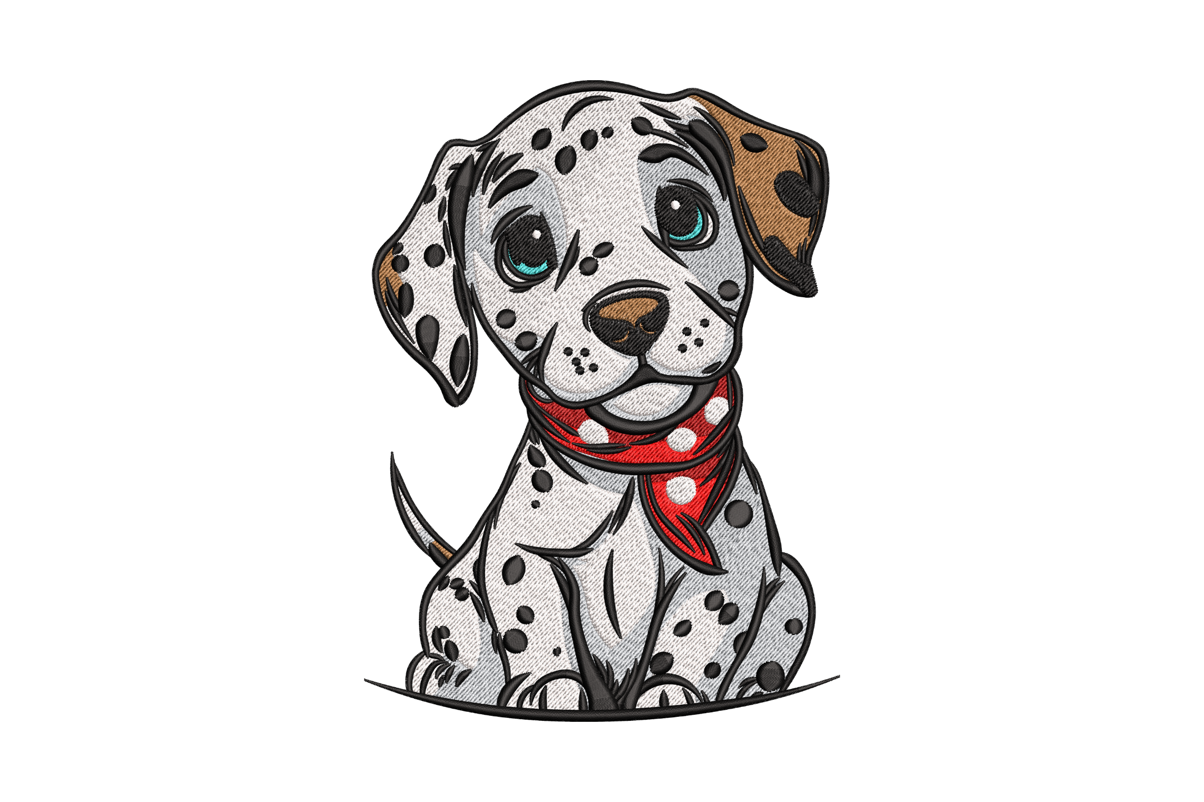 Adorable Dalmatian Puppy with Red Scarf Embroidery Design