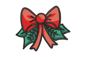 Christmas Bow Embroidery Design