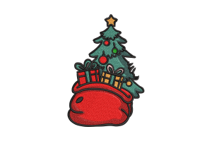 Christmas Tree with Gifts Embroidery Design