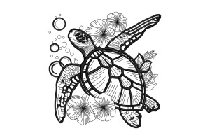 Playful Sea Turtle Embroidery Design Download Free