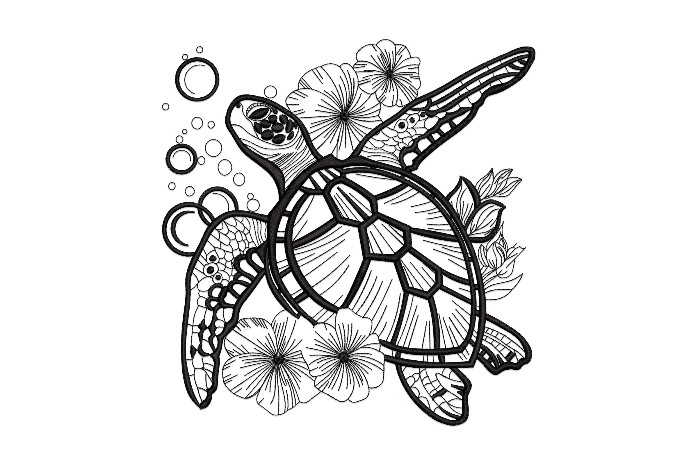 Playful Sea Turtle Embroidery Design Download Free