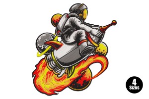 Astronaut in Space Machine Embroidery Design