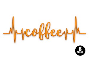 Coffee Heartbeat Embroidery Design