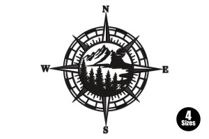 Compass Mountain Embroidery Design