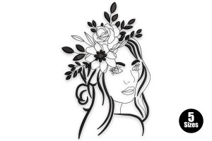 Elegant Floral Silhouette Embroidery Design